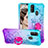 Silicone Candy Rubber TPU Bling-Bling Soft Case Cover with Finger Ring Stand S02 for Samsung Galaxy M21 Sky Blue