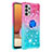 Silicone Candy Rubber TPU Bling-Bling Soft Case Cover with Finger Ring Stand S02 for Samsung Galaxy M32 5G