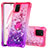 Silicone Candy Rubber TPU Bling-Bling Soft Case Cover with Finger Ring Stand S02 for Samsung Galaxy Note 10 Lite Hot Pink