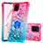 Silicone Candy Rubber TPU Bling-Bling Soft Case Cover with Finger Ring Stand S02 for Samsung Galaxy Note 10 Lite Pink