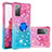 Silicone Candy Rubber TPU Bling-Bling Soft Case Cover with Finger Ring Stand S02 for Samsung Galaxy S20 FE 4G Pink