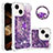 Silicone Candy Rubber TPU Bling-Bling Soft Case Cover with Finger Ring Stand S03 for Apple iPhone 13 Purple