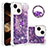 Silicone Candy Rubber TPU Bling-Bling Soft Case Cover with Finger Ring Stand S03 for Apple iPhone 15 Purple