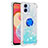 Silicone Candy Rubber TPU Bling-Bling Soft Case Cover with Finger Ring Stand YB1 for Samsung Galaxy M04 Mint Blue