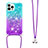 Silicone Candy Rubber TPU Bling-Bling Soft Case Cover with Lanyard Strap S01 for Apple iPhone 14 Pro