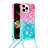 Silicone Candy Rubber TPU Bling-Bling Soft Case Cover with Lanyard Strap S01 for Apple iPhone 15 Pro