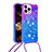 Silicone Candy Rubber TPU Bling-Bling Soft Case Cover with Lanyard Strap S01 for Apple iPhone 15 Pro Max Purple