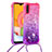 Silicone Candy Rubber TPU Bling-Bling Soft Case Cover with Lanyard Strap S01 for Samsung Galaxy A01 SM-A015 Hot Pink