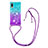 Silicone Candy Rubber TPU Bling-Bling Soft Case Cover with Lanyard Strap S01 for Samsung Galaxy A02