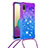 Silicone Candy Rubber TPU Bling-Bling Soft Case Cover with Lanyard Strap S01 for Samsung Galaxy A02 Purple