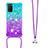 Silicone Candy Rubber TPU Bling-Bling Soft Case Cover with Lanyard Strap S01 for Samsung Galaxy A03s