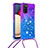 Silicone Candy Rubber TPU Bling-Bling Soft Case Cover with Lanyard Strap S01 for Samsung Galaxy A03s Purple