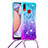 Silicone Candy Rubber TPU Bling-Bling Soft Case Cover with Lanyard Strap S01 for Samsung Galaxy A10s
