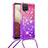 Silicone Candy Rubber TPU Bling-Bling Soft Case Cover with Lanyard Strap S01 for Samsung Galaxy A12