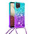 Silicone Candy Rubber TPU Bling-Bling Soft Case Cover with Lanyard Strap S01 for Samsung Galaxy A12 Nacho
