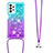 Silicone Candy Rubber TPU Bling-Bling Soft Case Cover with Lanyard Strap S01 for Samsung Galaxy A13 4G