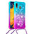 Silicone Candy Rubber TPU Bling-Bling Soft Case Cover with Lanyard Strap S01 for Samsung Galaxy A20