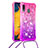 Silicone Candy Rubber TPU Bling-Bling Soft Case Cover with Lanyard Strap S01 for Samsung Galaxy A20 Hot Pink