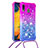 Silicone Candy Rubber TPU Bling-Bling Soft Case Cover with Lanyard Strap S01 for Samsung Galaxy A20 Purple