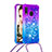 Silicone Candy Rubber TPU Bling-Bling Soft Case Cover with Lanyard Strap S01 for Samsung Galaxy A20e Purple