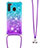 Silicone Candy Rubber TPU Bling-Bling Soft Case Cover with Lanyard Strap S01 for Samsung Galaxy A21