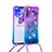 Silicone Candy Rubber TPU Bling-Bling Soft Case Cover with Lanyard Strap S01 for Samsung Galaxy A21 European