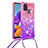 Silicone Candy Rubber TPU Bling-Bling Soft Case Cover with Lanyard Strap S01 for Samsung Galaxy A21s