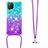 Silicone Candy Rubber TPU Bling-Bling Soft Case Cover with Lanyard Strap S01 for Samsung Galaxy A22 4G