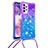 Silicone Candy Rubber TPU Bling-Bling Soft Case Cover with Lanyard Strap S01 for Samsung Galaxy A23 4G Purple