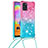 Silicone Candy Rubber TPU Bling-Bling Soft Case Cover with Lanyard Strap S01 for Samsung Galaxy A31