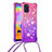 Silicone Candy Rubber TPU Bling-Bling Soft Case Cover with Lanyard Strap S01 for Samsung Galaxy A31