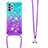 Silicone Candy Rubber TPU Bling-Bling Soft Case Cover with Lanyard Strap S01 for Samsung Galaxy A32 4G