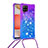 Silicone Candy Rubber TPU Bling-Bling Soft Case Cover with Lanyard Strap S01 for Samsung Galaxy A42 5G