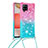 Silicone Candy Rubber TPU Bling-Bling Soft Case Cover with Lanyard Strap S01 for Samsung Galaxy A42 5G