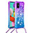 Silicone Candy Rubber TPU Bling-Bling Soft Case Cover with Lanyard Strap S01 for Samsung Galaxy A51 4G