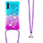 Silicone Candy Rubber TPU Bling-Bling Soft Case Cover with Lanyard Strap S01 for Samsung Galaxy A70