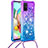 Silicone Candy Rubber TPU Bling-Bling Soft Case Cover with Lanyard Strap S01 for Samsung Galaxy A71 4G A715