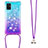 Silicone Candy Rubber TPU Bling-Bling Soft Case Cover with Lanyard Strap S01 for Samsung Galaxy A71 4G A715