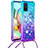 Silicone Candy Rubber TPU Bling-Bling Soft Case Cover with Lanyard Strap S01 for Samsung Galaxy A71 5G Sky Blue