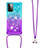 Silicone Candy Rubber TPU Bling-Bling Soft Case Cover with Lanyard Strap S01 for Samsung Galaxy A72 4G