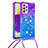 Silicone Candy Rubber TPU Bling-Bling Soft Case Cover with Lanyard Strap S01 for Samsung Galaxy A73 5G Purple