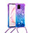 Silicone Candy Rubber TPU Bling-Bling Soft Case Cover with Lanyard Strap S01 for Samsung Galaxy A81