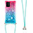 Silicone Candy Rubber TPU Bling-Bling Soft Case Cover with Lanyard Strap S01 for Samsung Galaxy A91