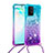 Silicone Candy Rubber TPU Bling-Bling Soft Case Cover with Lanyard Strap S01 for Samsung Galaxy A91 Sky Blue