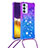 Silicone Candy Rubber TPU Bling-Bling Soft Case Cover with Lanyard Strap S01 for Samsung Galaxy F34 5G Purple