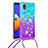 Silicone Candy Rubber TPU Bling-Bling Soft Case Cover with Lanyard Strap S01 for Samsung Galaxy M01 Core