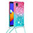 Silicone Candy Rubber TPU Bling-Bling Soft Case Cover with Lanyard Strap S01 for Samsung Galaxy M01 Core