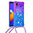 Silicone Candy Rubber TPU Bling-Bling Soft Case Cover with Lanyard Strap S01 for Samsung Galaxy M01 Core