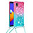 Silicone Candy Rubber TPU Bling-Bling Soft Case Cover with Lanyard Strap S01 for Samsung Galaxy M01 Core Pink