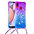 Silicone Candy Rubber TPU Bling-Bling Soft Case Cover with Lanyard Strap S01 for Samsung Galaxy M01s